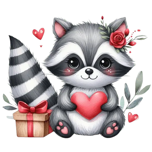 Cute Mapache San Valentín 🦝🩷