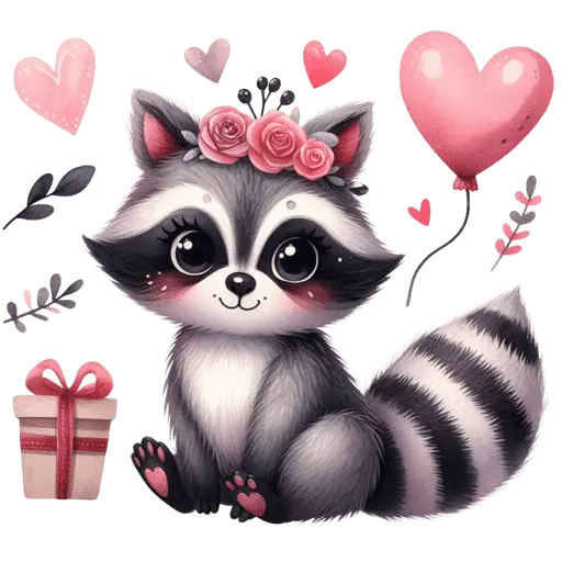 Cute Mapache San Valentín 🦝🩷