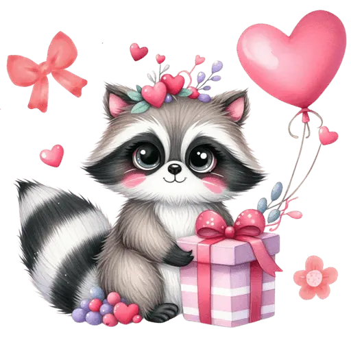 Cute Mapache San Valentín 🦝🩷