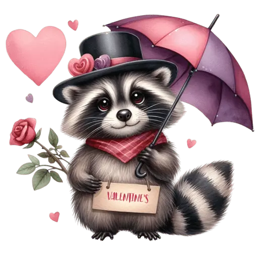 Cute Mapache San Valentín 🦝🩷