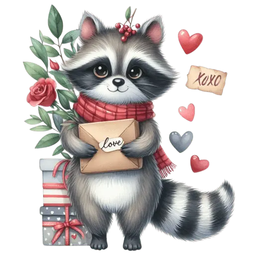 Cute Mapache San Valentín 🦝🩷