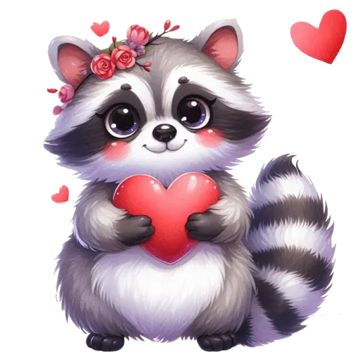 Cute Mapache San Valentín 🦝🩷
