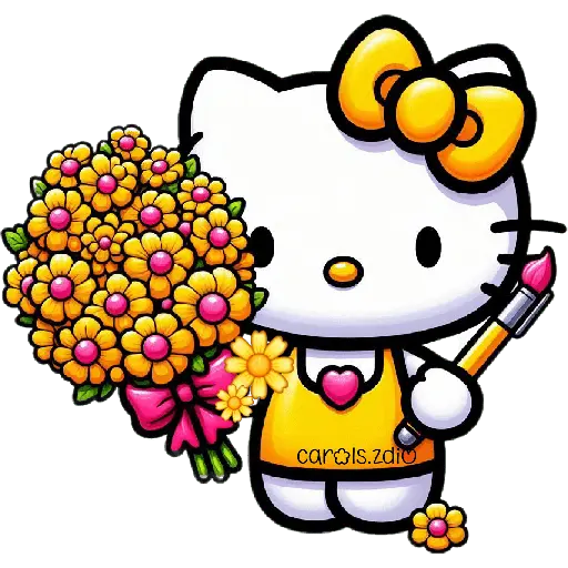 Flores amarillas Hello Kitty🎀🌻