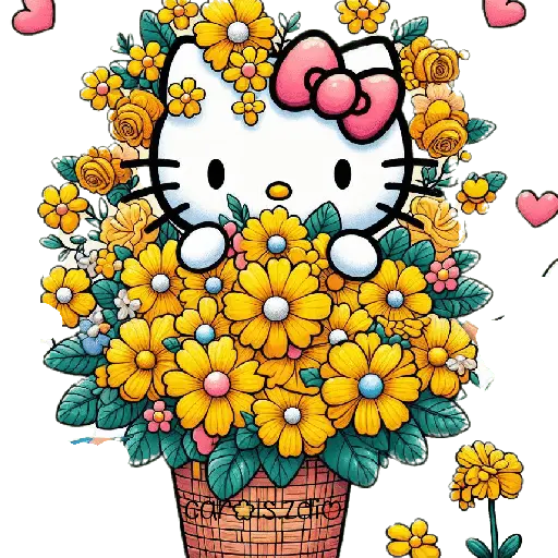 Flores amarillas Hello Kitty🎀🌻