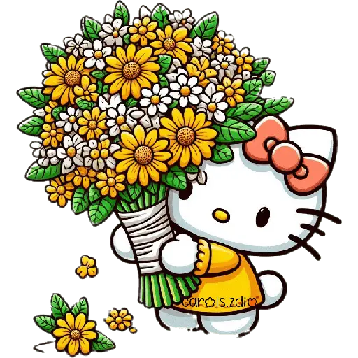 Flores amarillas Hello Kitty🎀🌻