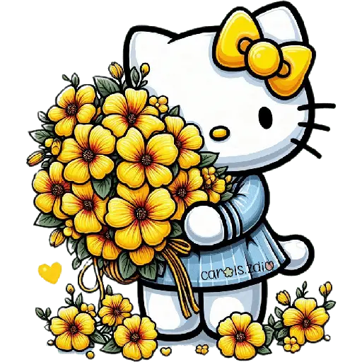 Flores amarillas Hello Kitty🎀🌻