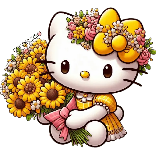 Flores amarillas Hello Kitty🎀🌻