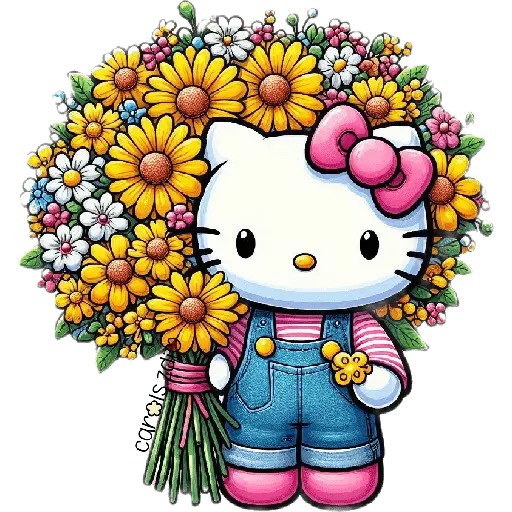 Flores amarillas Hello Kitty🎀🌻