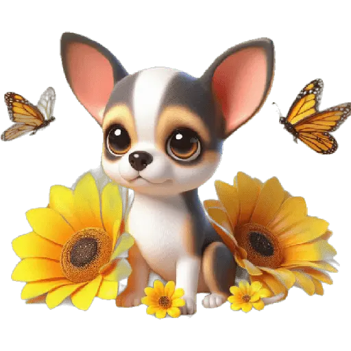 Chihuahua flores amarillas 🏵🌻