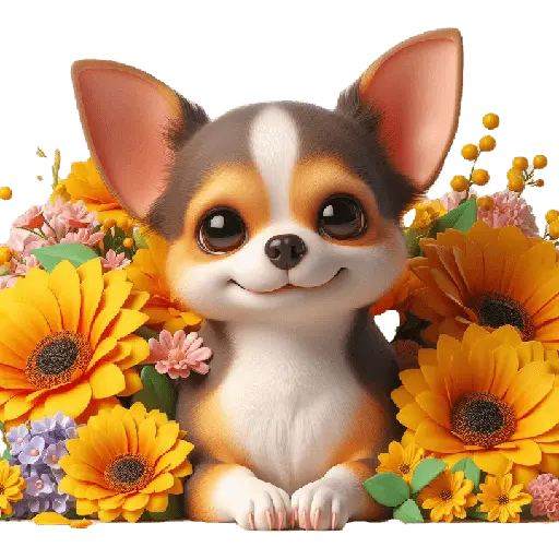 Chihuahua flores amarillas 🏵🌻
