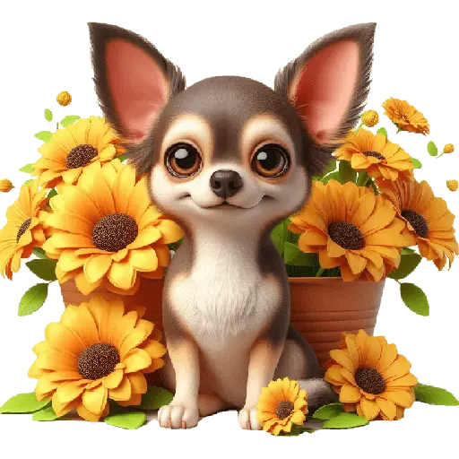 Chihuahua flores amarillas 🏵🌻