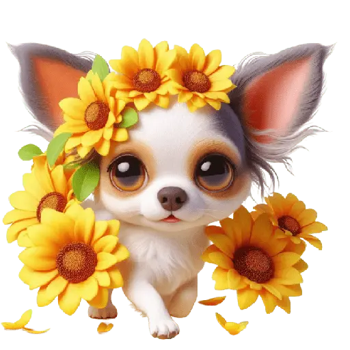 Chihuahua flores amarillas 🏵🌻