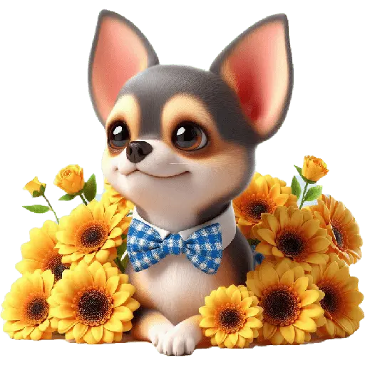 Chihuahua flores amarillas 🏵🌻