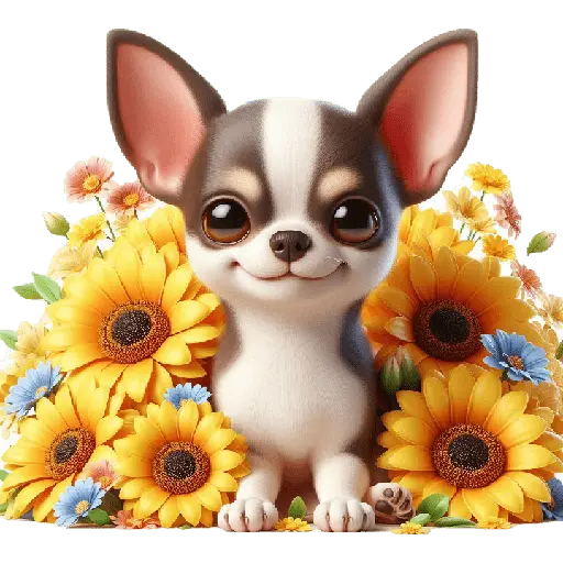 Chihuahua flores amarillas 🏵🌻
