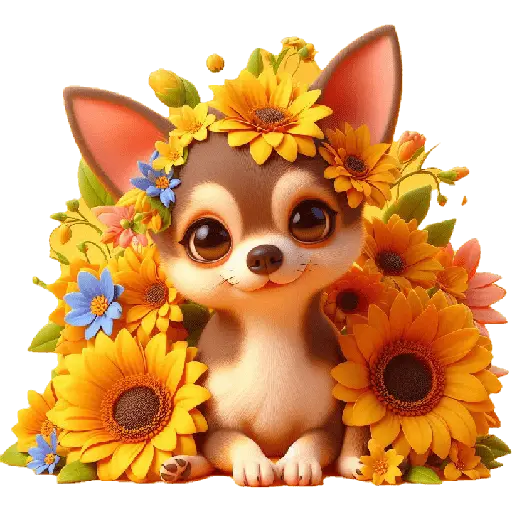 Chihuahua flores amarillas 🏵🌻