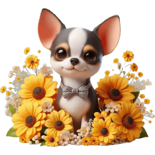 Chihuahua flores amarillas 🏵🌻
