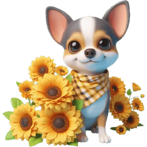 Chihuahua flores amarillas 🏵🌻