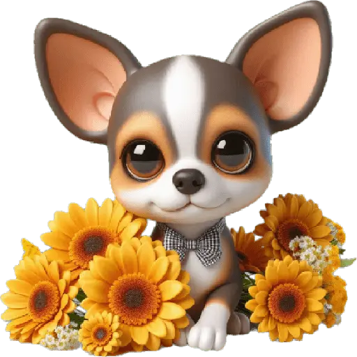 Chihuahua flores amarillas 🏵🌻