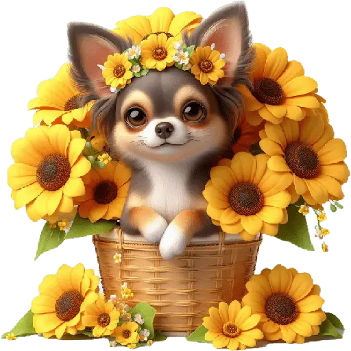 Chihuahua flores amarillas 🏵🌻