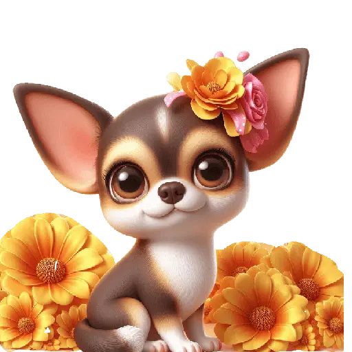 Chihuahua flores amarillas 🏵🌻