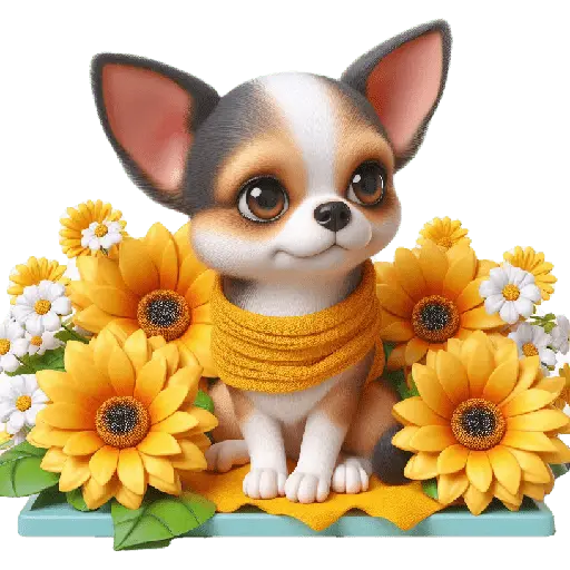 Chihuahua flores amarillas 🏵🌻