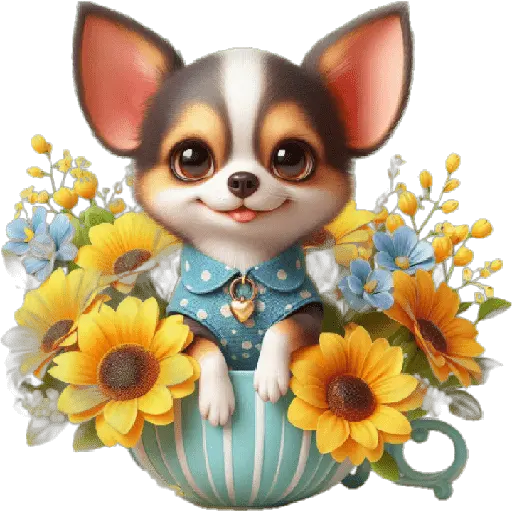 Chihuahua flores amarillas 🏵🌻