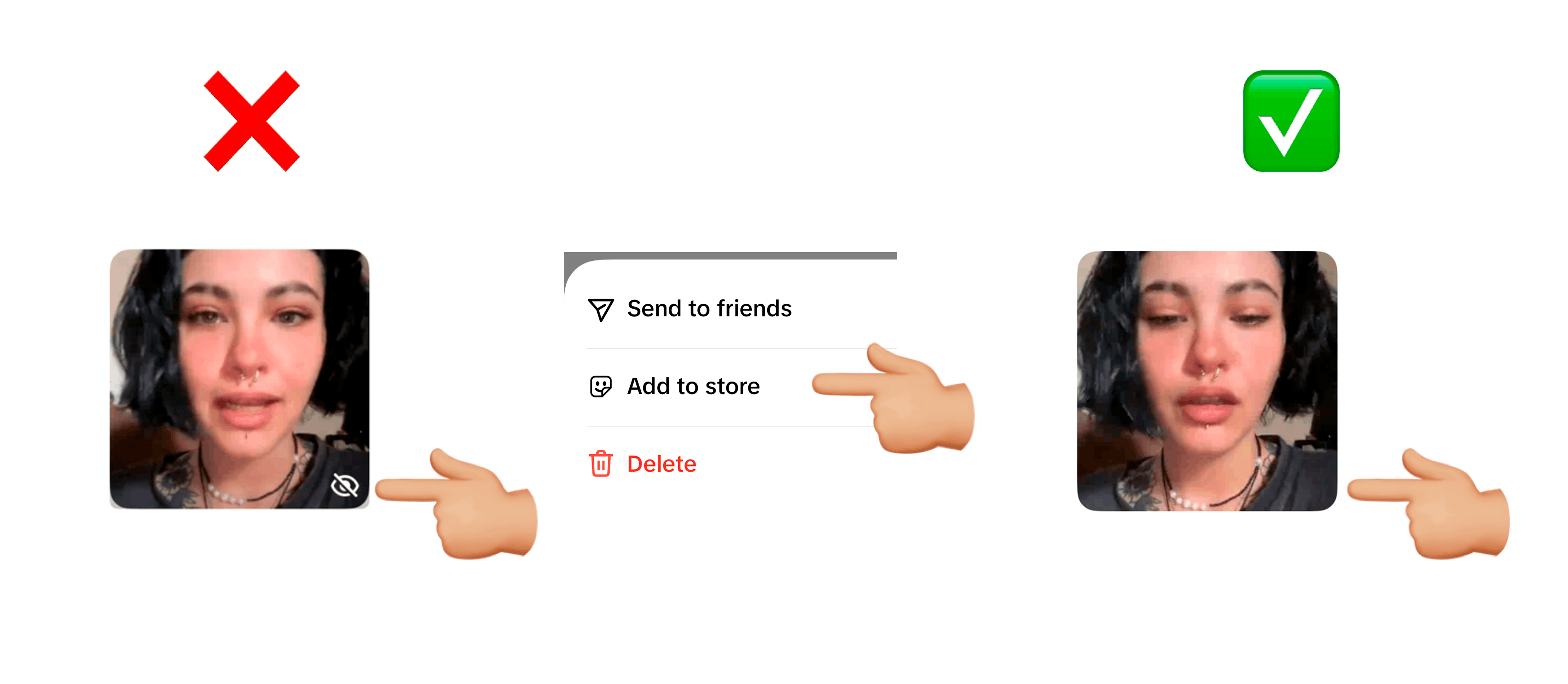 TikTok stikerlərinin ictimai olub olmadığını yoxlamaq üçün nümunə