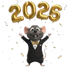 Stickers 🎉🥂 Ratita Feliz Año Nuevo 🥂🎉
