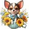 Stickers Chihuahua flores amarillas 🏵🌻