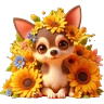 Stickers Chihuahua flores amarillas 🏵🌻