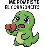 Stickers dinosaurios con corazon roto